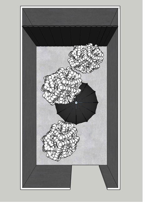 Top-down view of the installation