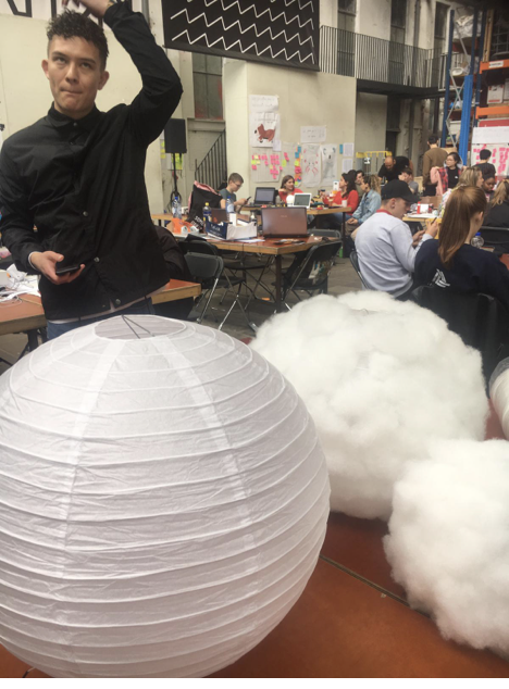 Paper lantern base for a cloud