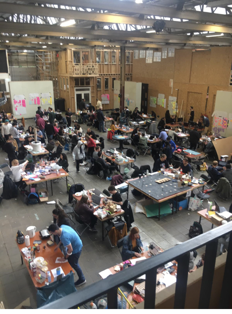 The workshop floor during build week