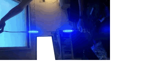Blue LEDs lit in the dark
